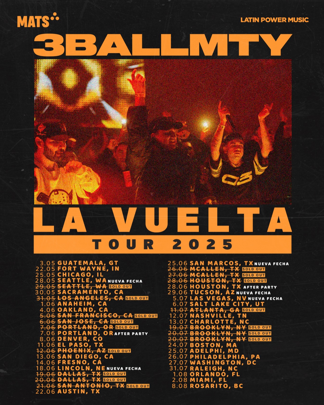 3BallMTY La Vuelta Tour Poster 2025